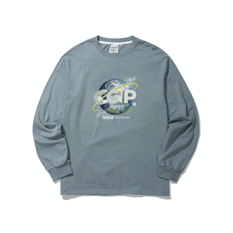 『Code:graphy』 　アースロゴロングスリーブ Tシャツ (Sky Blue)