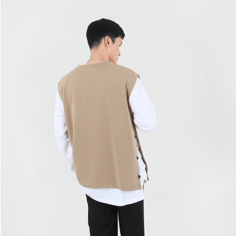 【再入荷10日予定】『 BY:L 』 　ラウンドオープンベスト  (Beige)