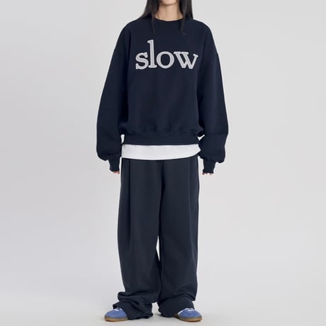 『SLOW RECORD HOUSE』　SLOW パッチスウェットシャツ (Navy)