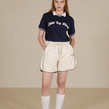 『VETEZE』 　オールドアイビークラシックカラーハーフ Tシャツ  (Navy)