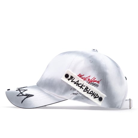 『BLACKBLOND』  ゴーストスローガンパッチロゴキャップ (White)