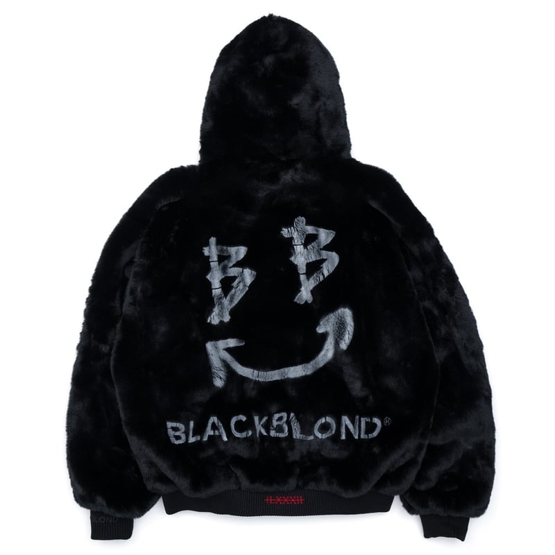 BLACKBLOND』 sprayed Smile logo fur hood jacke