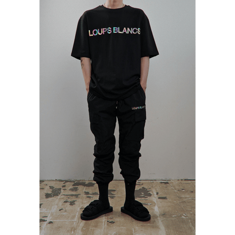 『LOUPS BLANCS』  ホログラムロゴカーゴパンツ  (Black)