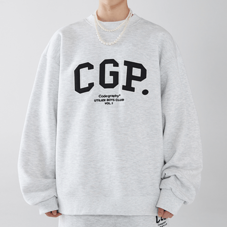 『Code:graphy』 　アップリケロゴスウェット (Melange Grey)