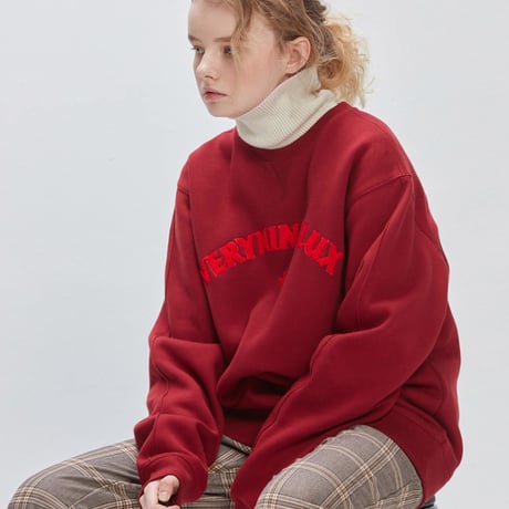 Verynineflux SUNSET CURLY CREWNECK (Burgundy / Beige)