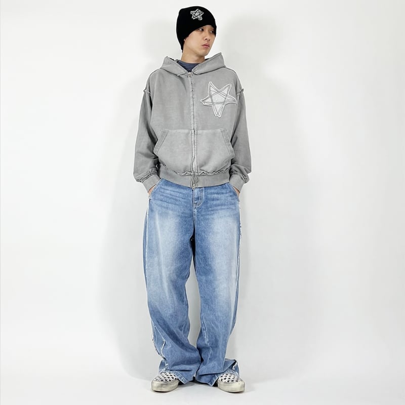SK8ER ROCK』 スターリバースピグメントスウェットパーカージップ