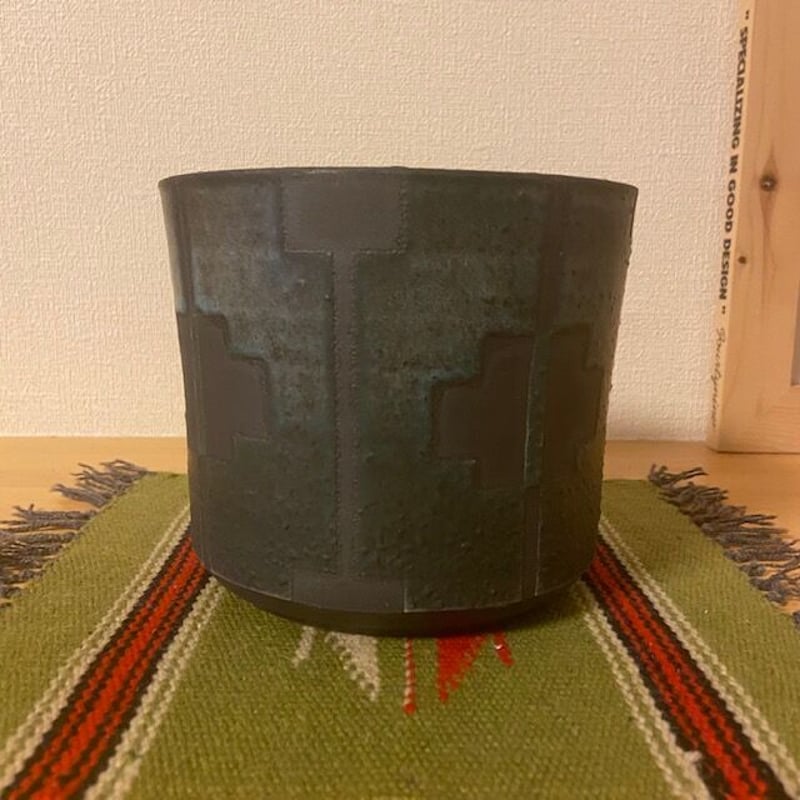 BKB セラミックス ☆barrel ブラウン／ターコイズ 鉢 プランター