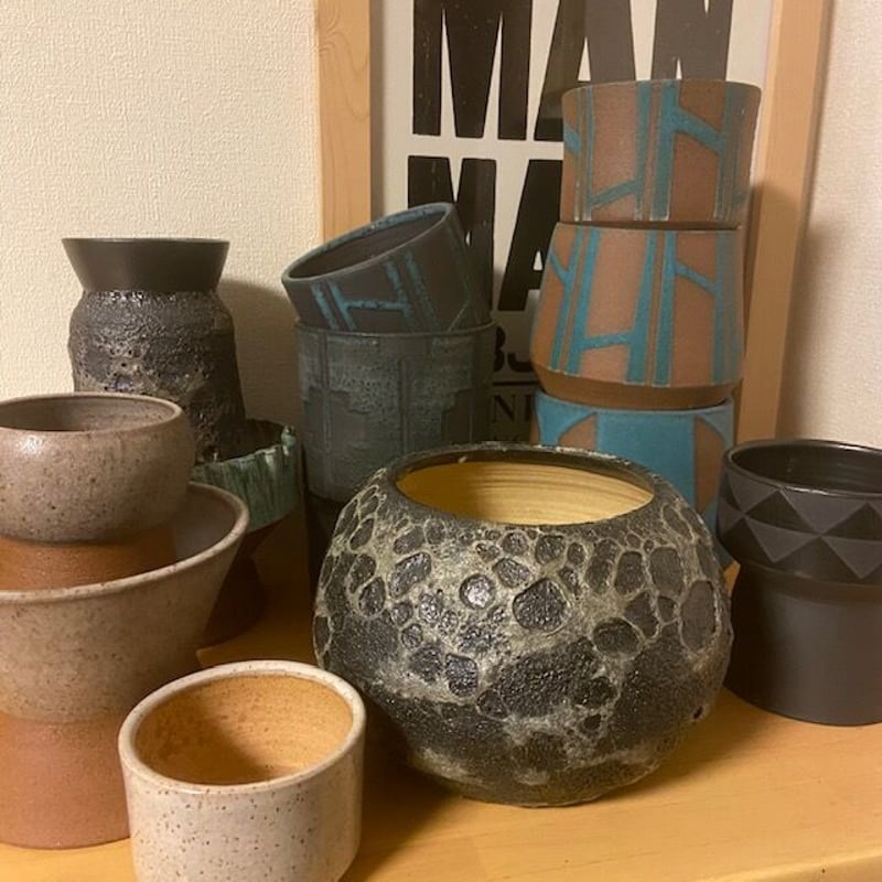 BKB セラミックス ☆barrelブラック／ターコイズ 鉢プランター