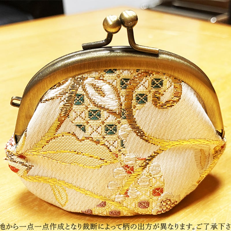和柄　西陣織金襴 金糸 ラメ糸【ハンドメイド】がま口バッグ　#B203 和柄 西陣織金襴 金糸 ラメ糸【ハンドメイド】がま口バッグ