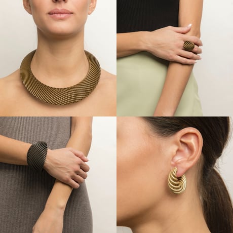 3D printed necklace / bracelet / pierces / ring_3 colors