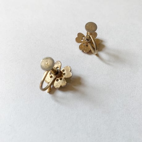 70's vintage ART DECOR clover clystal earrings