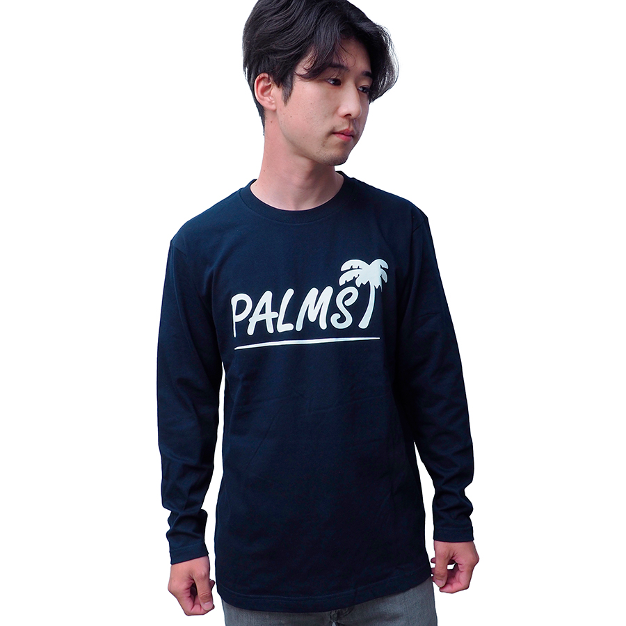 定番！パームスロゴ ロングスリーブTシャツ ネイビー（5.6オンス