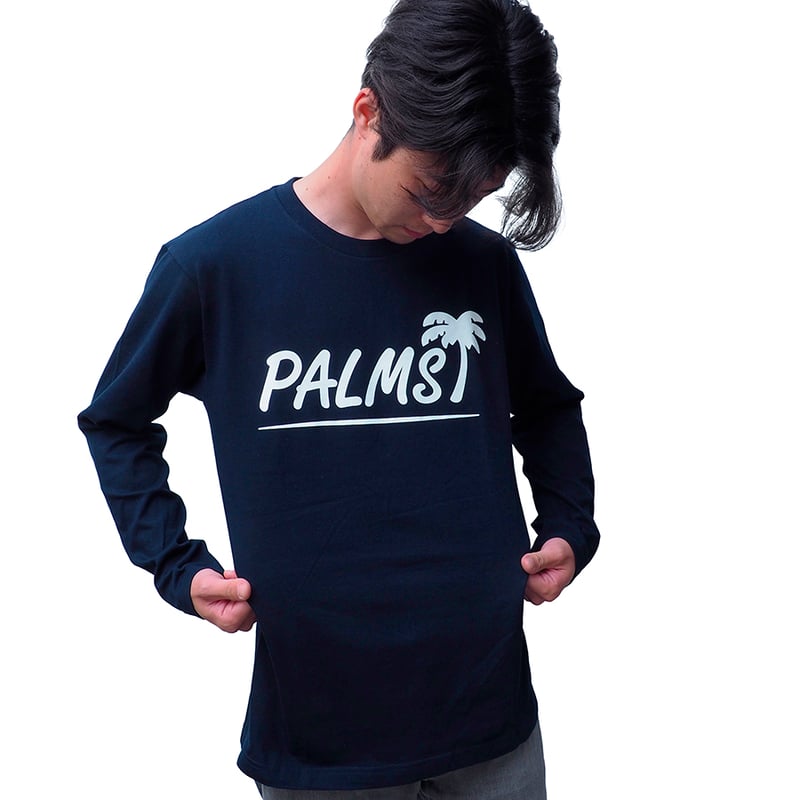 Aooo ロゴロングスリーブTシャツ ネイビー Lサイズ ロンT 定番！パームスロゴ ロングスリーブTシャツ ネイビー（5.6オンス
