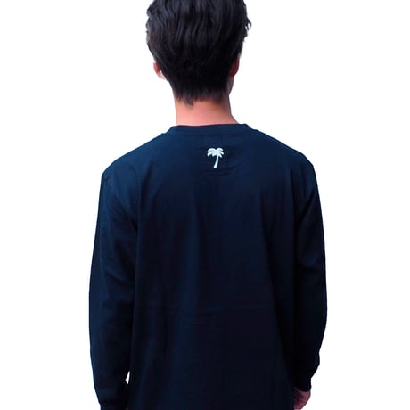 [6/1再入荷] "定番パームスロゴ" ロングスリーブTシャツ ネイビー｜5.6オンスヘビーウェイトコットン