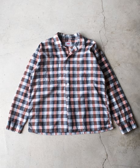 50-60's PILGRIM Open Collar Check Shirts L