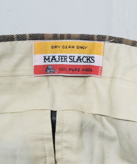 70's Majer Slacks Pure Wool Check Slacks 34×32?