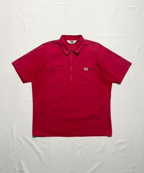 80's BEN DAVIS Half Zip Work Shirts L