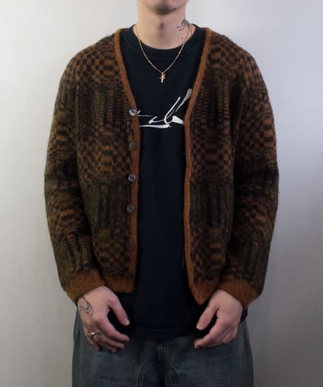 60's Kinson Psychedelic Patterend Mohair Cardigan 34