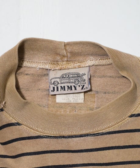 90's JIMMY'Z Paff Printing Striped Tops M
