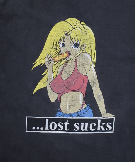 90's ...Lost Enterprises "Lost Sucks Anime Babe" L/S Boro T-shirts