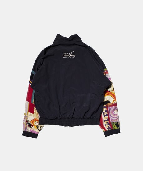 80's Artistic Patterned Zip-up Rayon Jacket M