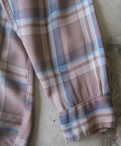 60-70's ely walker Rayon Check Shirts M