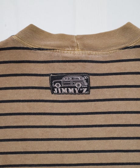 90's JIMMY'Z Paff Printing Striped Tops M