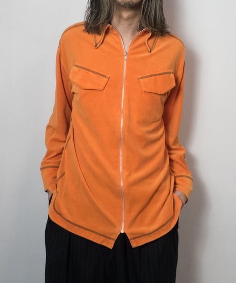 80's ISSEY MIYAKE Sports Velour Zip Up Shirts M