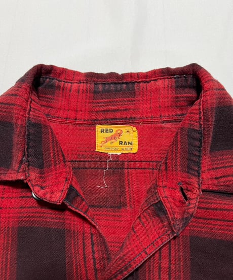 60's RED RAM Print Flannel Shirts