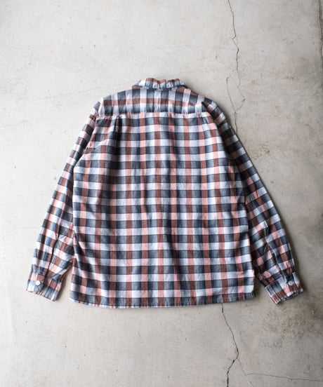 50-60's PILGRIM Open Collar Check Shirts L