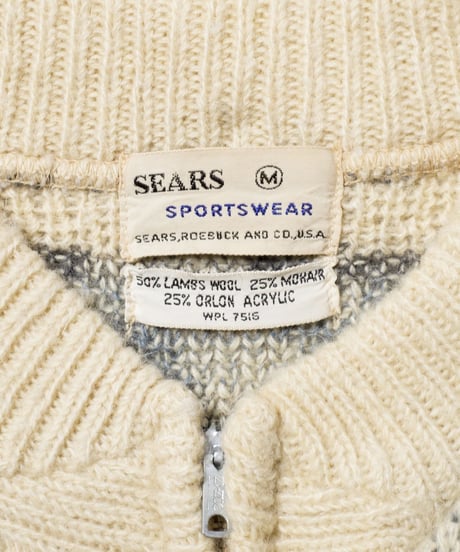 60's Sears Wool / Mohair Mixed Zip-Up Cardigan M