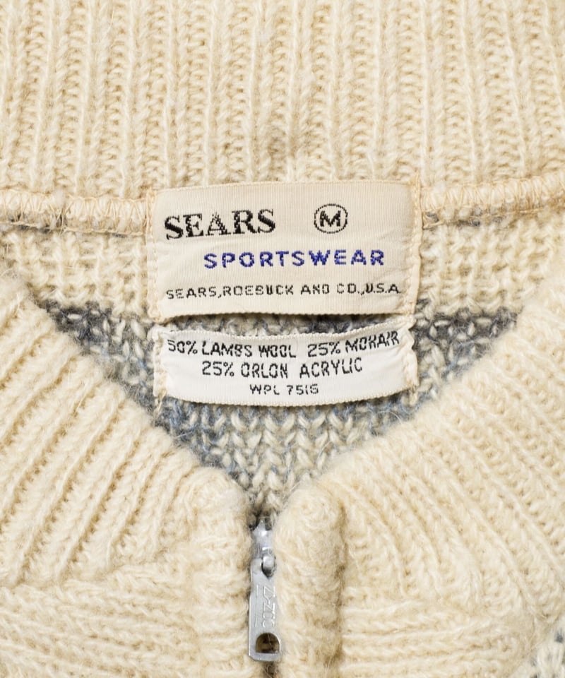 60's Sears Wool / Mohair Mixed Zip-Up Cardigan