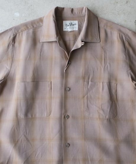 60's Da Vinci Shadow Check Shirts M
