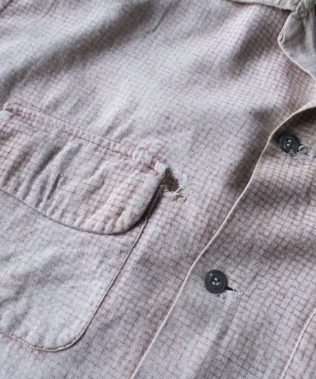 50's Suede Flannel Open Collar Check Shirts Boro L