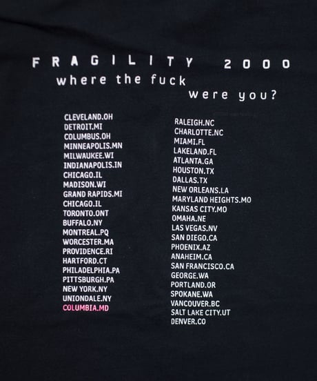 2000's Nine inch nails S/S T-Shirts "Fragility Tour" XL