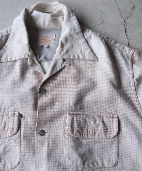 50's Suede Flannel Open Collar Check Shirts Boro L