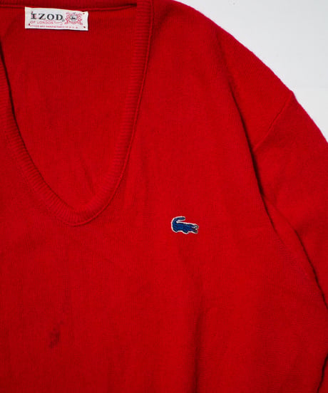60-70's IZOD Lacoste Acrylic V-neck Sweater L
