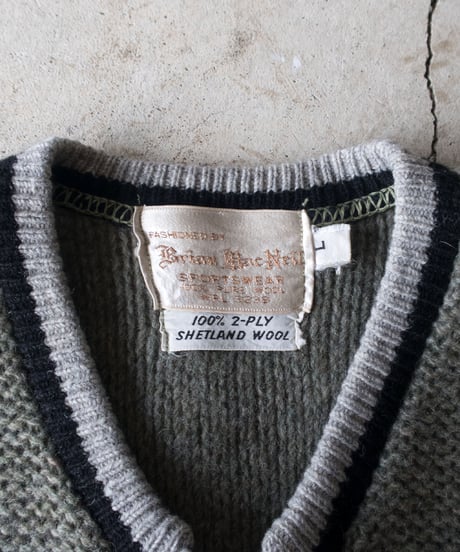 60's Brian MacNeil Wool Zip Up Cardigan L