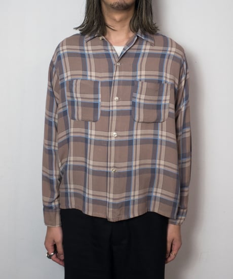 60-70's ely walker Rayon Check Shirts M