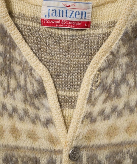 60's Jantzen Wool / Mohair Mixed Stripe Cardigan L
