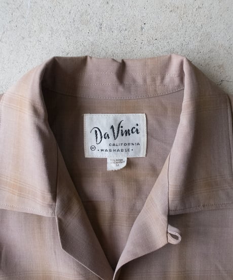 60's Da Vinci Shadow Check Shirts M
