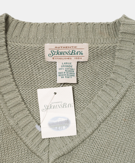 Deadstock 90's ST. John's Bay Cotton V-Neck Sweater L