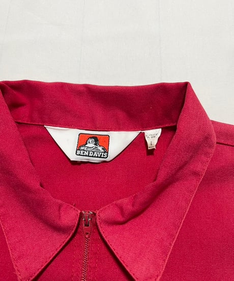 80's BEN DAVIS Half Zip Work Shirts L