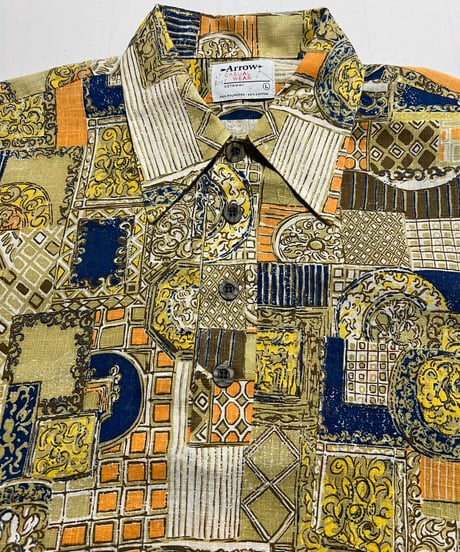 70's Arrow Casual Wear "GETAWAY" Half Button Shirts L