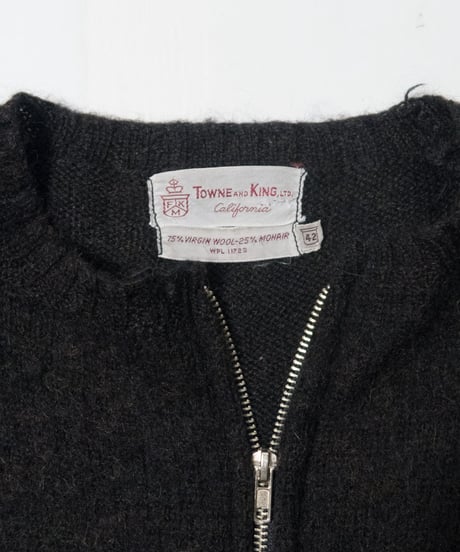 60's Towne and King Zip Up Mohair Cardigan 42