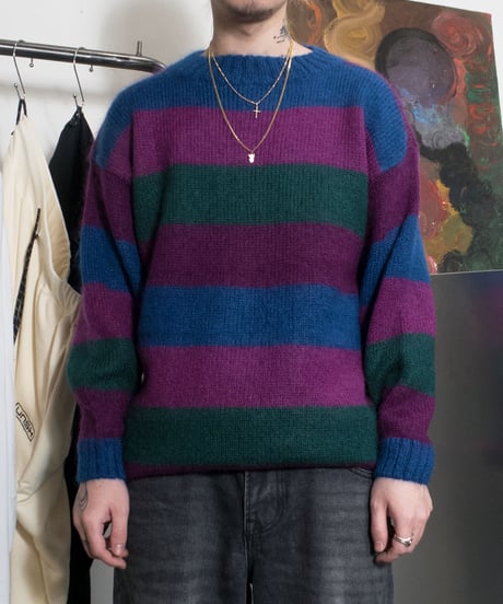 Christopher & Banks Mockneck Striped Mohair Sweater L