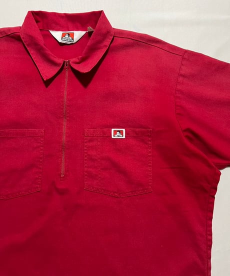 80's BEN DAVIS Half Zip Work Shirts L