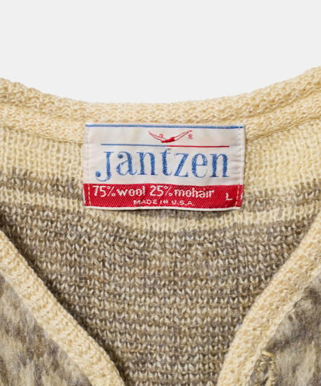 60's Jantzen Wool / Mohair Mixed Stripe Cardigan L