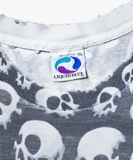'92 Liquid Blue All Over Patterned "Chris Pinkerton" S/S Boro T-shirts XL