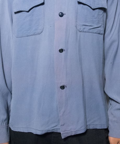 50's Daily Double Open Collar Rayon Shirts M